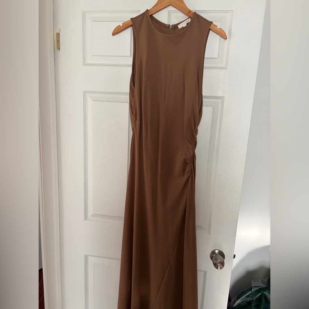 All:Row Elegant Brown Dress with side scrunch detail